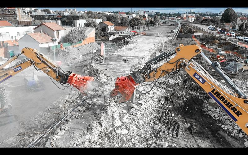 Démarrage de la démolition de l'A186 © Département de la Seine-Saint-Denis