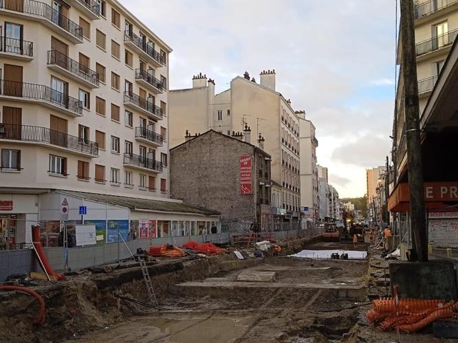 Travaux d'insertion des voies dans le centre-ville de Noisy-le-Sec © Département de la Seine-Saint-Denis