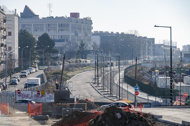 Travaux de construction de la plateforme sur l'avenue paysagère © Département de la Seine-Saint-Denis