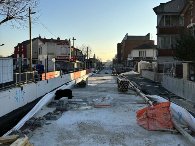 Travaux de plateforme rue Henri Barbusse à Romainville