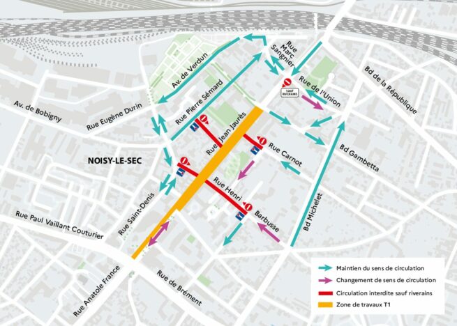 Plan travaux circulation Noisy-le-Sec Mai 2025 V3